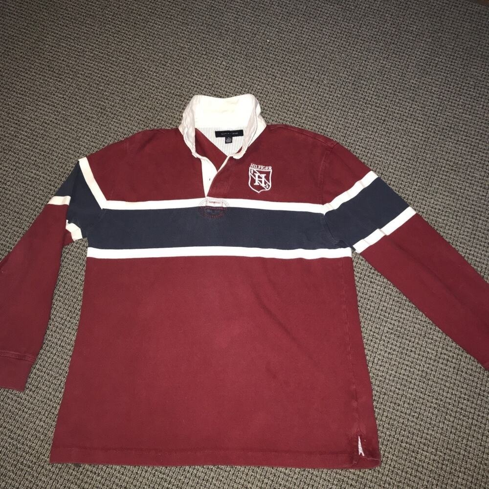 Tommy Hilfiger Long Sleeve‎ Rugby Shirt Mens XL Burgundy 2011